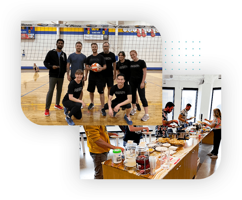 Reach team members collaborating and working together